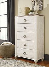 Bay Furniture Gallery - Ashley Furniture - Willowton Bedroom - Two Drawer Night Stand / Whitewash - B267-92
